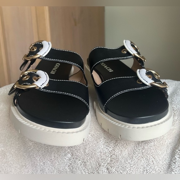 Coach (NWOT) piper leather blue size 8.5 B sandals shoes clothes - Picture 8 of 17